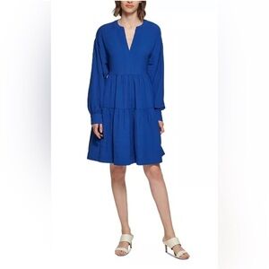 Calvin Klein Blue Long Sleeve Dress